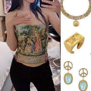 Kristin Mallison Corset Styled With Greek Jewelry